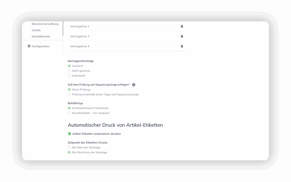 moviniti assembly Montagetemplate zur automatisierten erstellung von Montageaufträgen in Sequenz